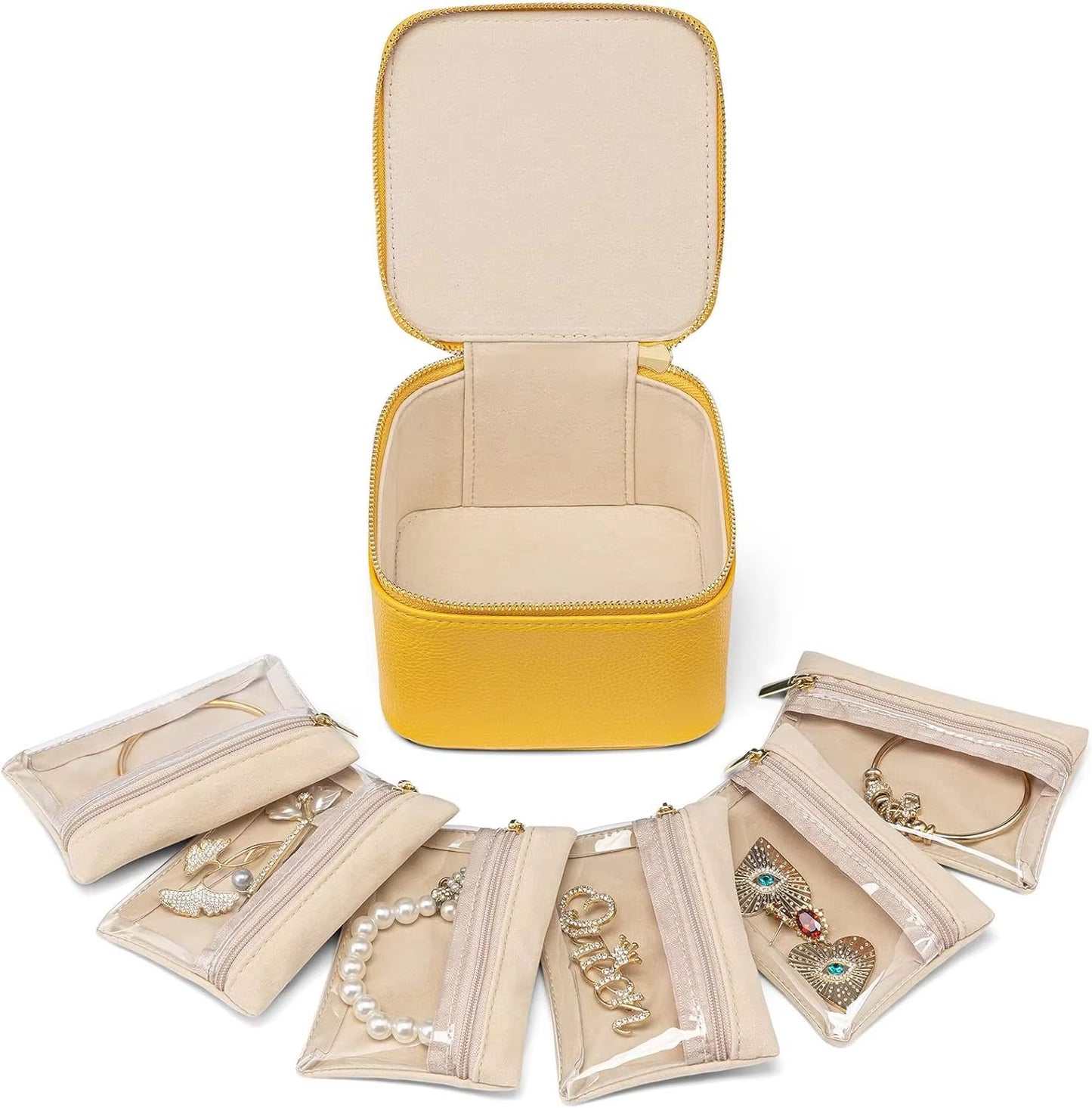 đ The Treasured Archive: Genuine Leather Travel Jewelry Case with Velvet Pockets