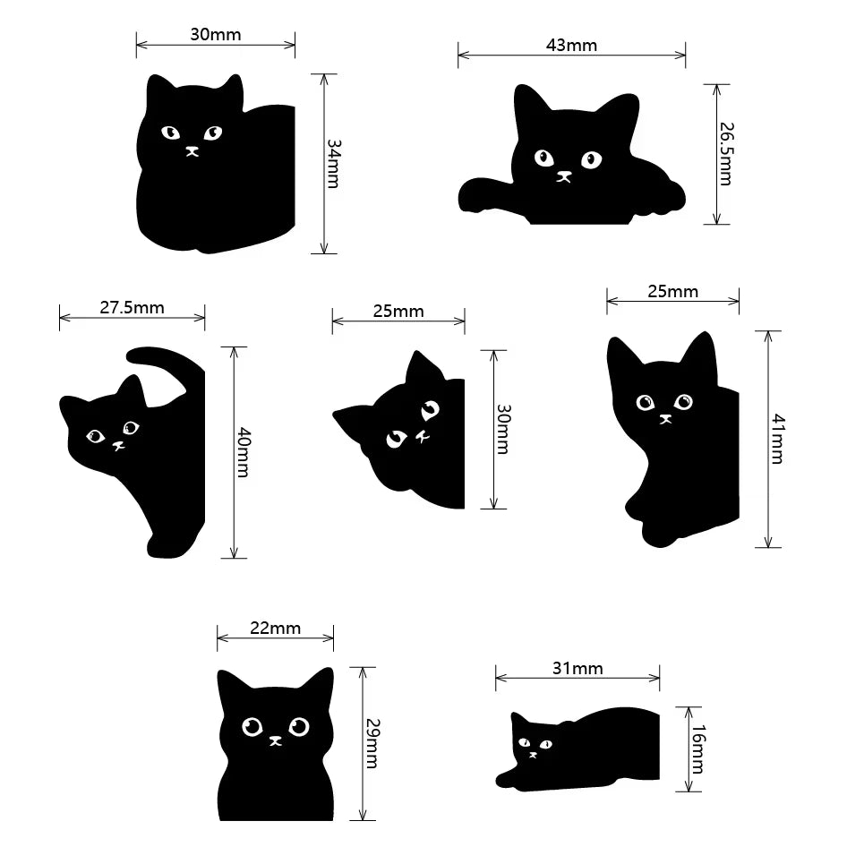 Halloween | Black Cat Magnetic Bookmarks — 6 / 7-Piece Set