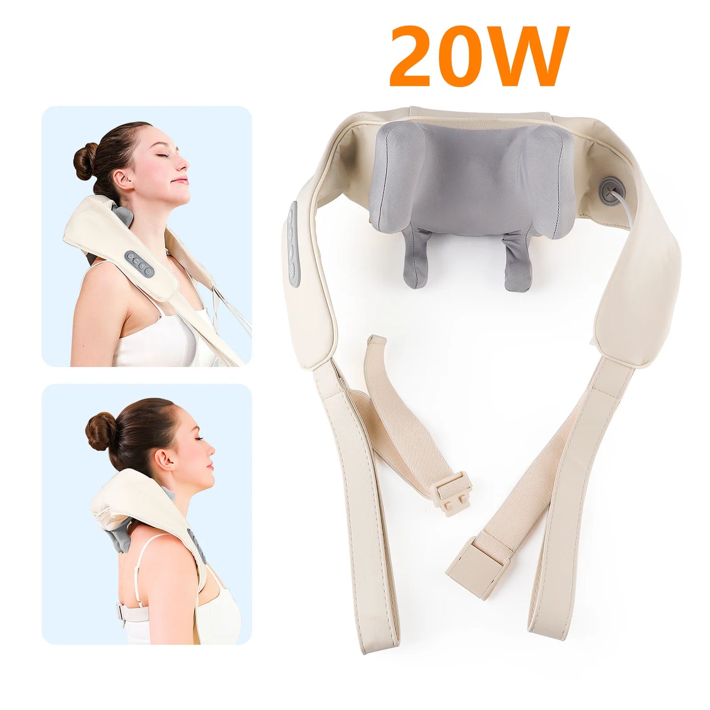 20-26W Wireless Neck & Shoulder Massager – Deep Kneading Massage Shawl with Heat