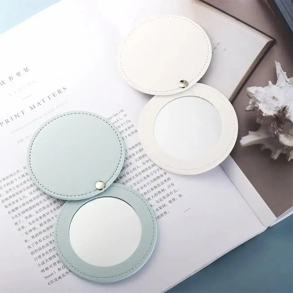 1Pc PU Leather Mini Mirror