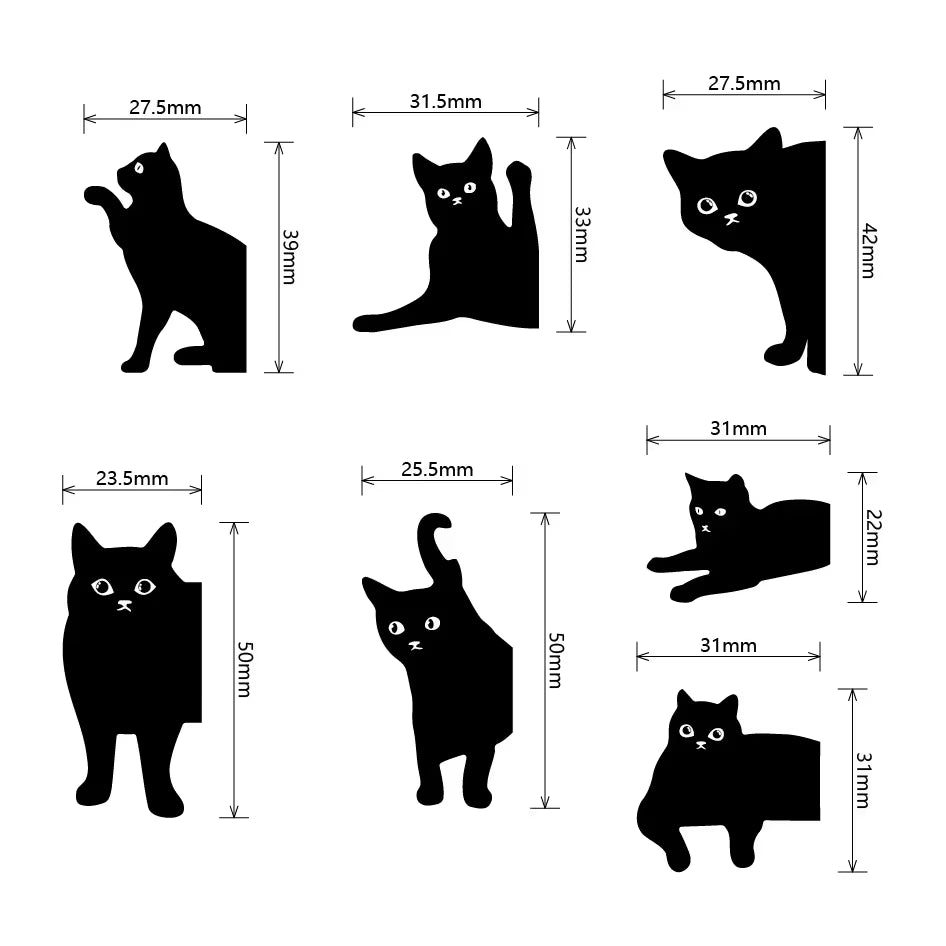 Halloween | Black Cat Magnetic Bookmarks — 6 / 7-Piece Set