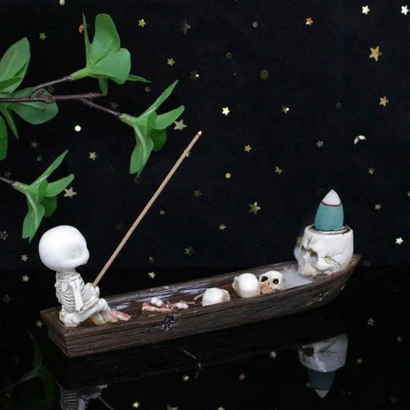 Halloween | Creative Skull & Ghost Resin Incense Holder — Decorative Tray for Home & altar