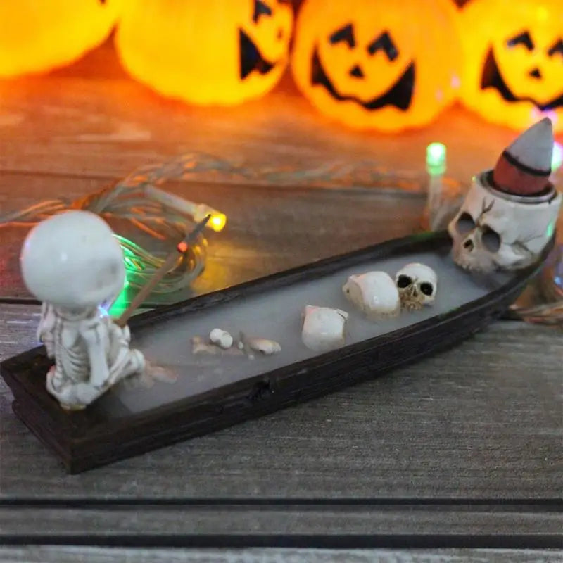 Halloween | Creative Skull & Ghost Resin Incense Holder — Decorative Tray for Home & altar