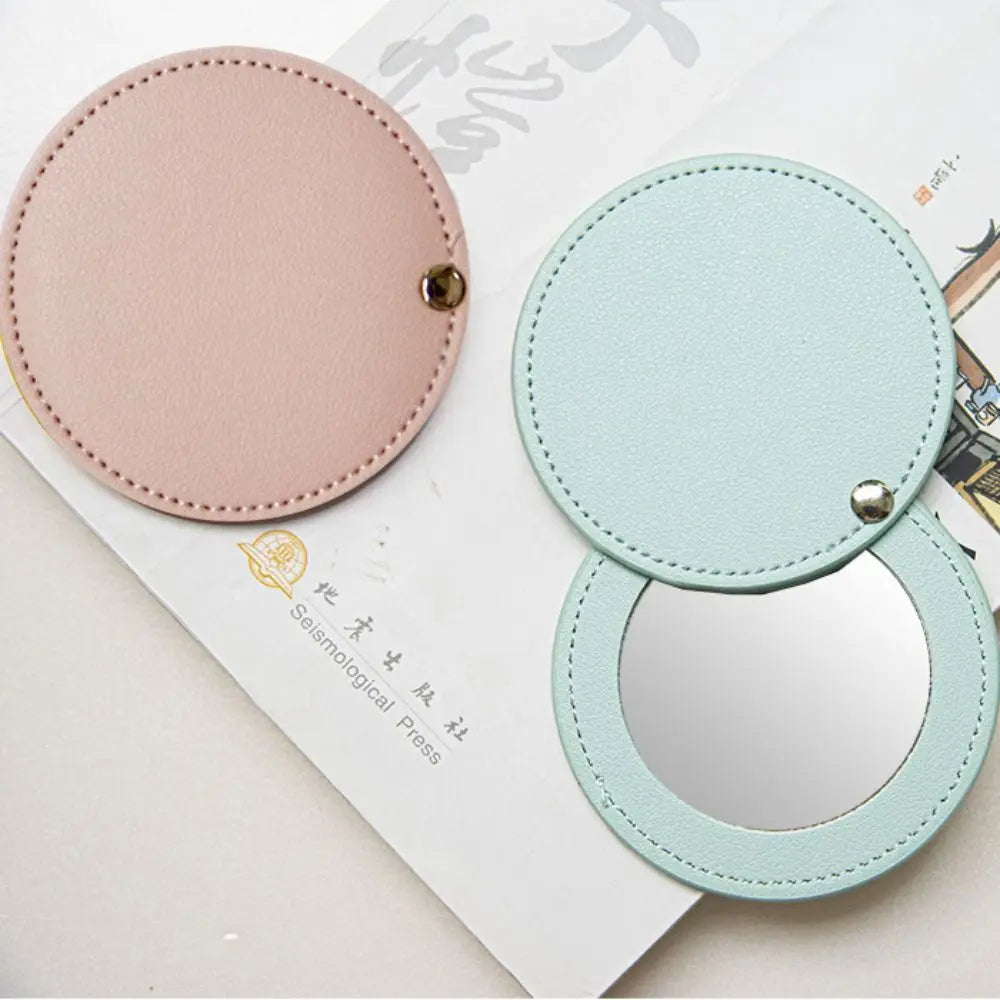 1Pc PU Leather Mini Mirror