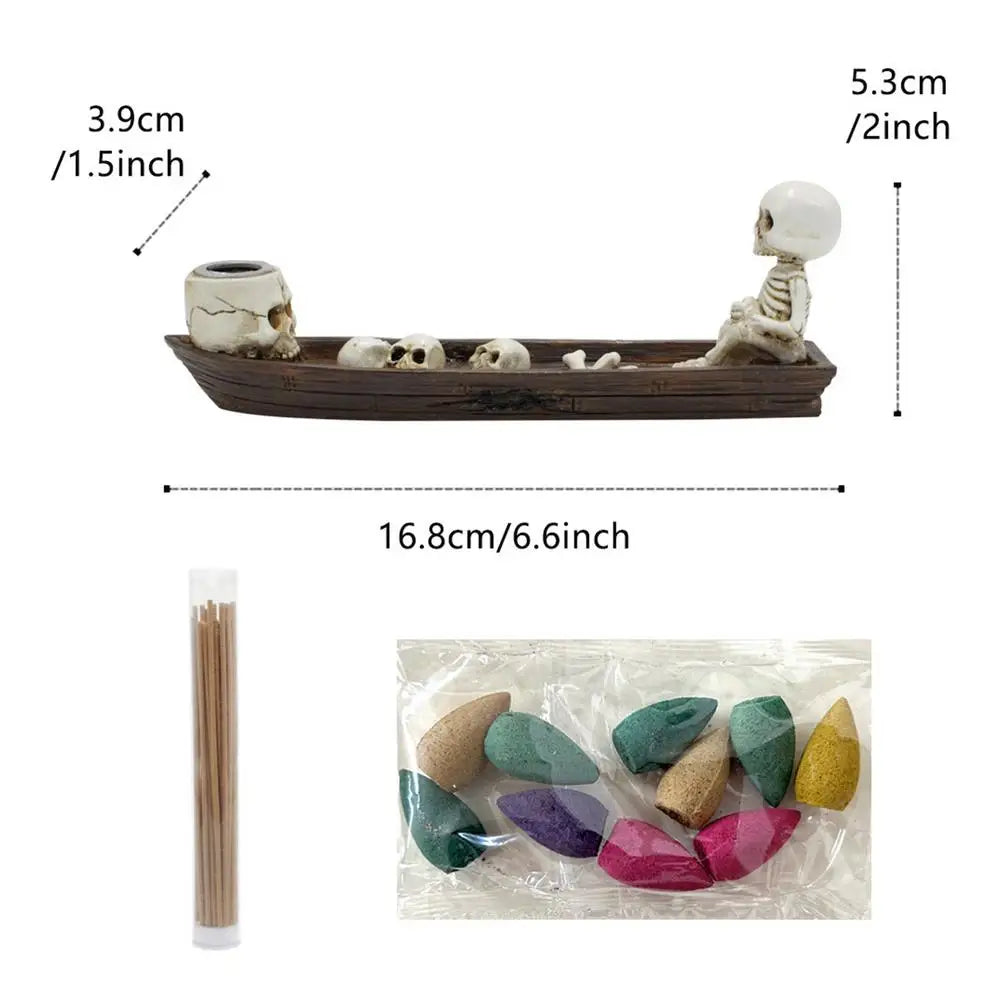 Halloween | Creative Skull & Ghost Resin Incense Holder — Decorative Tray for Home & altar