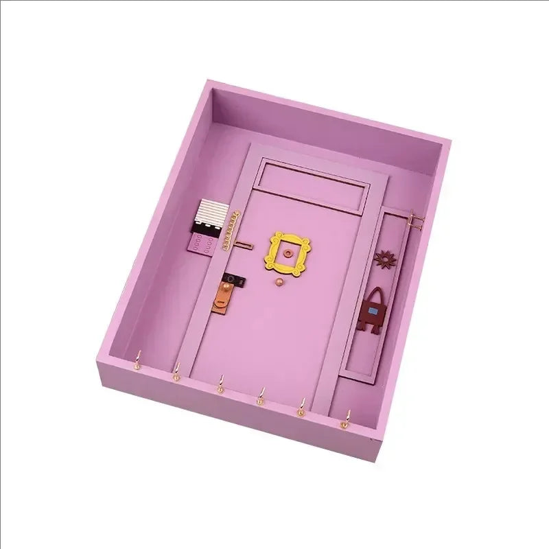 1Pc Wooden Key Holder - Elevate Your Home Decor with This Stylish Wooden Purple Entry Door Key Rack Wall Hooks Key Hanger