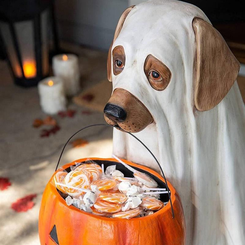 Halloween | Puppy Pumpkin Candy Bowl Ornament — Festive & Spooky Decor Piece