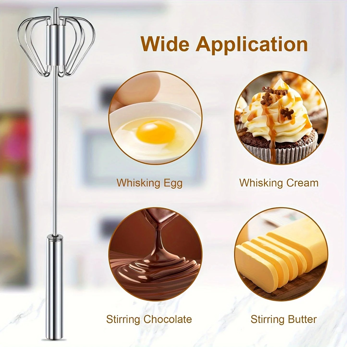 Stainless Steel Semi-Automatic Egg Beater