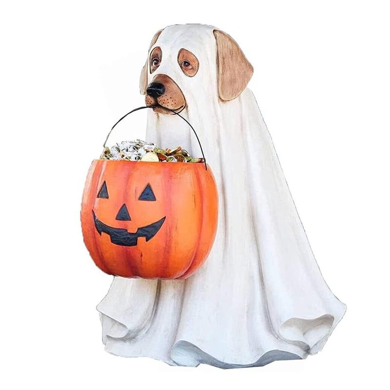 Halloween | Puppy Pumpkin Candy Bowl Ornament — Festive & Spooky Decor Piece