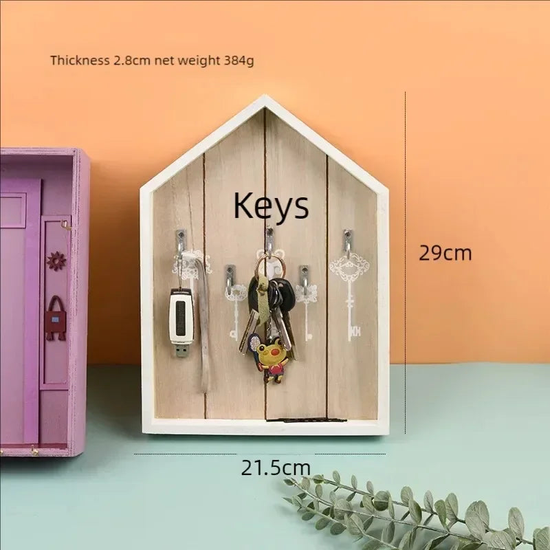 1Pc Wooden Key Holder - Elevate Your Home Decor with This Stylish Wooden Purple Entry Door Key Rack Wall Hooks Key Hanger