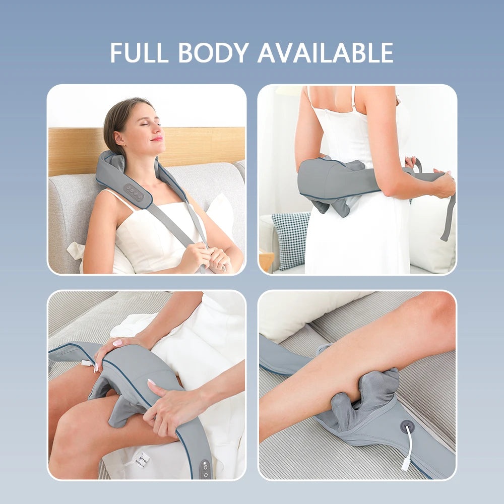 20-26W Wireless Neck & Shoulder Massager – Deep Kneading Massage Shawl with Heat