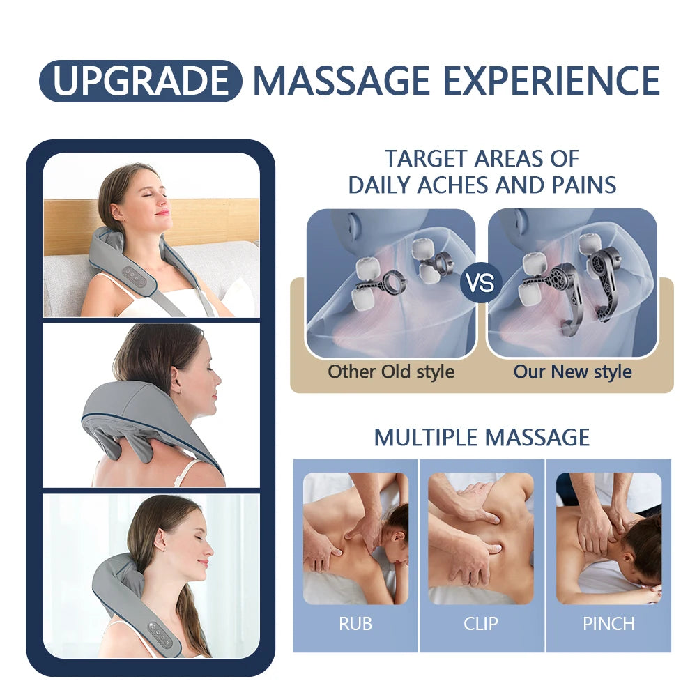 20-26W Wireless Neck & Shoulder Massager – Deep Kneading Massage Shawl with Heat