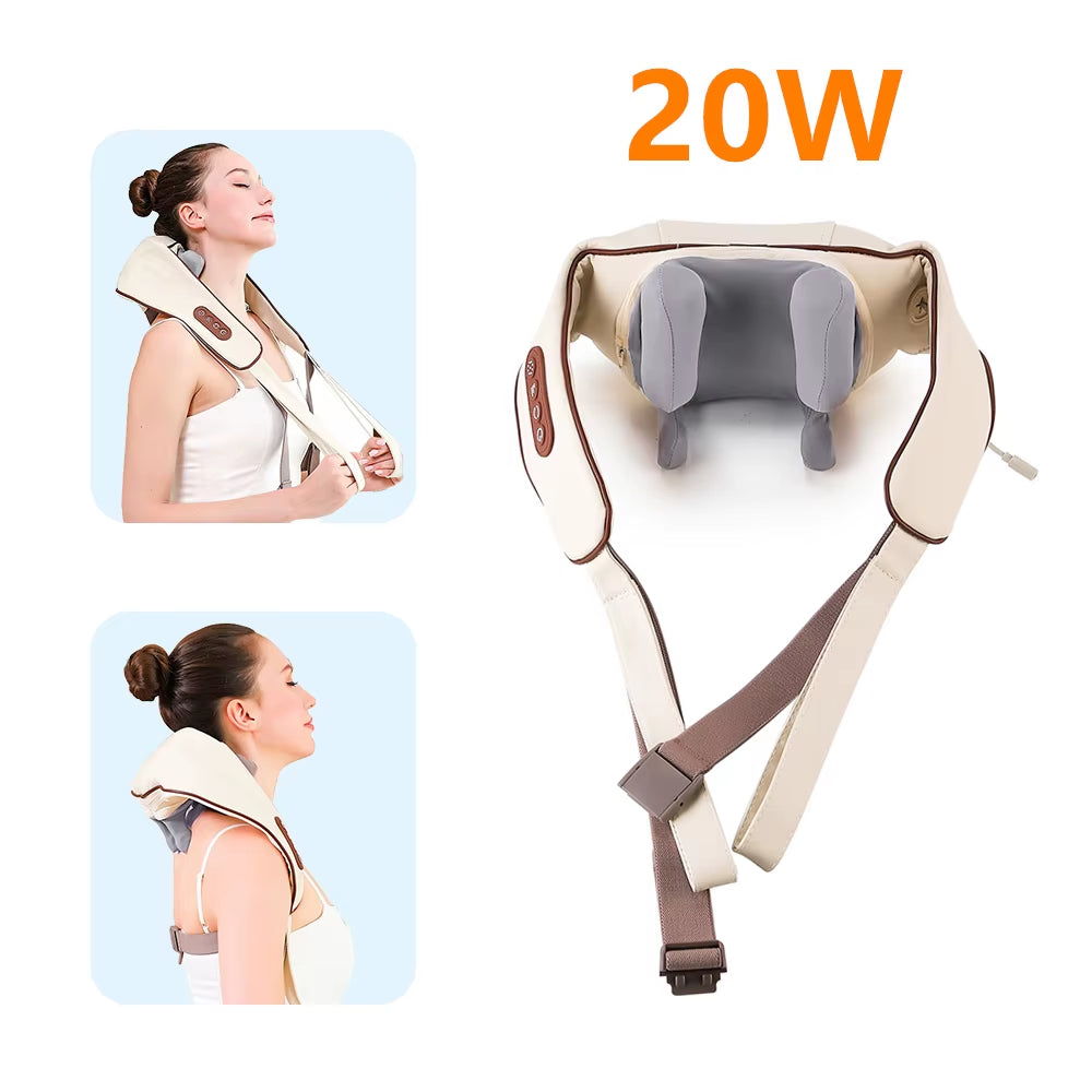 20-26W Wireless Neck & Shoulder Massager – Deep Kneading Massage Shawl with Heat