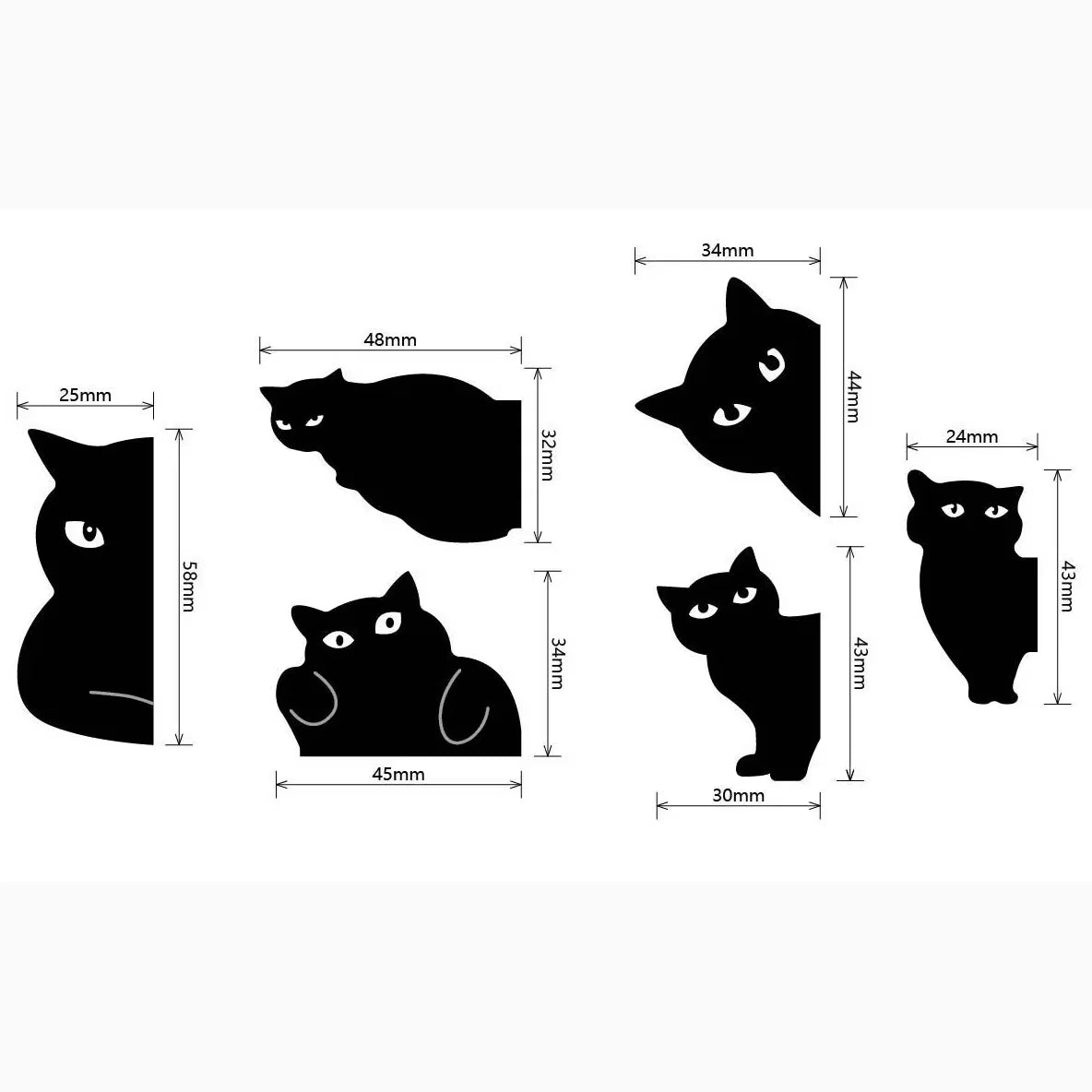 Halloween | Black Cat Magnetic Bookmarks — 6 / 7-Piece Set