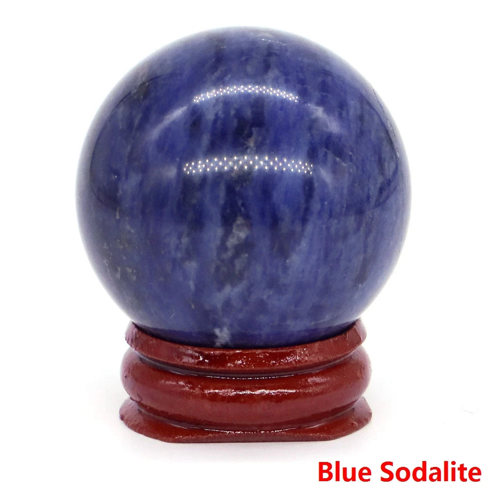Halloween | 40MM Halloween Crystal Sphere – Natural Gemstone Energy Ball with Wooden Stand