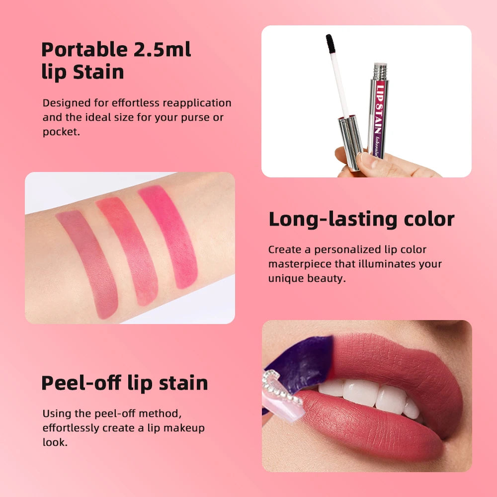 3pcs Peel-Off Lip Stain Set – Long-Lasting, Waterproof & Transfer-Proof