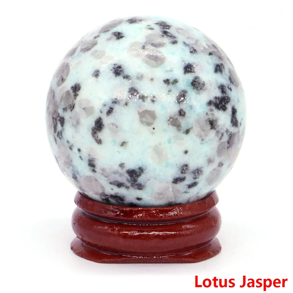 Halloween | 40MM Halloween Crystal Sphere – Natural Gemstone Energy Ball with Wooden Stand