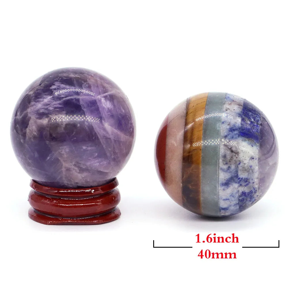Halloween | 40MM Halloween Crystal Sphere – Natural Gemstone Energy Ball with Wooden Stand
