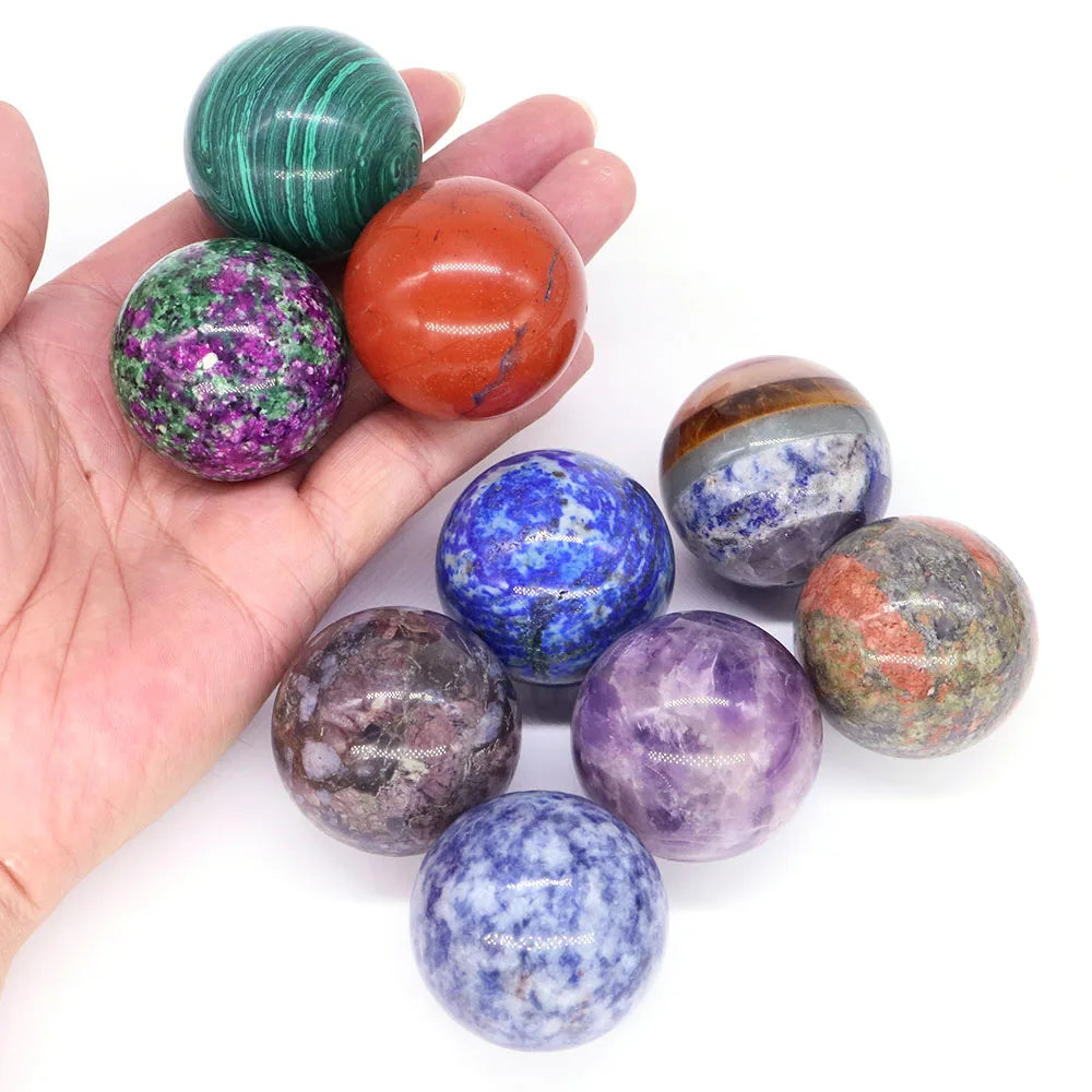 Halloween | 40MM Halloween Crystal Sphere – Natural Gemstone Energy Ball with Wooden Stand