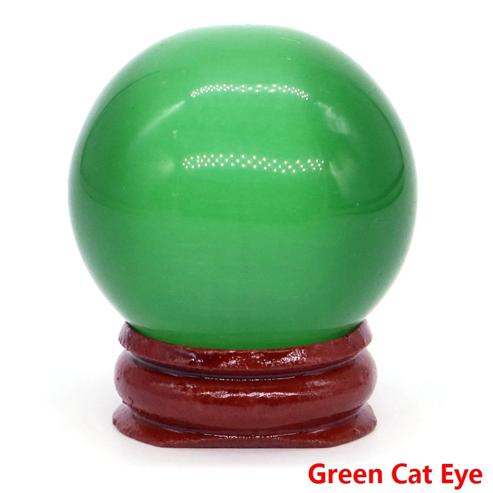 Halloween | 40MM Halloween Crystal Sphere – Natural Gemstone Energy Ball with Wooden Stand