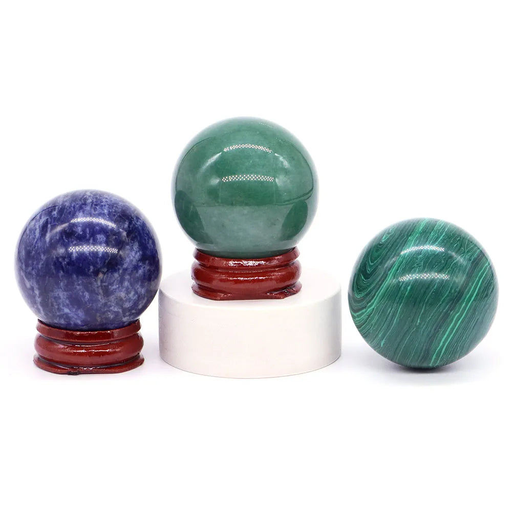Halloween | 40MM Halloween Crystal Sphere – Natural Gemstone Energy Ball with Wooden Stand