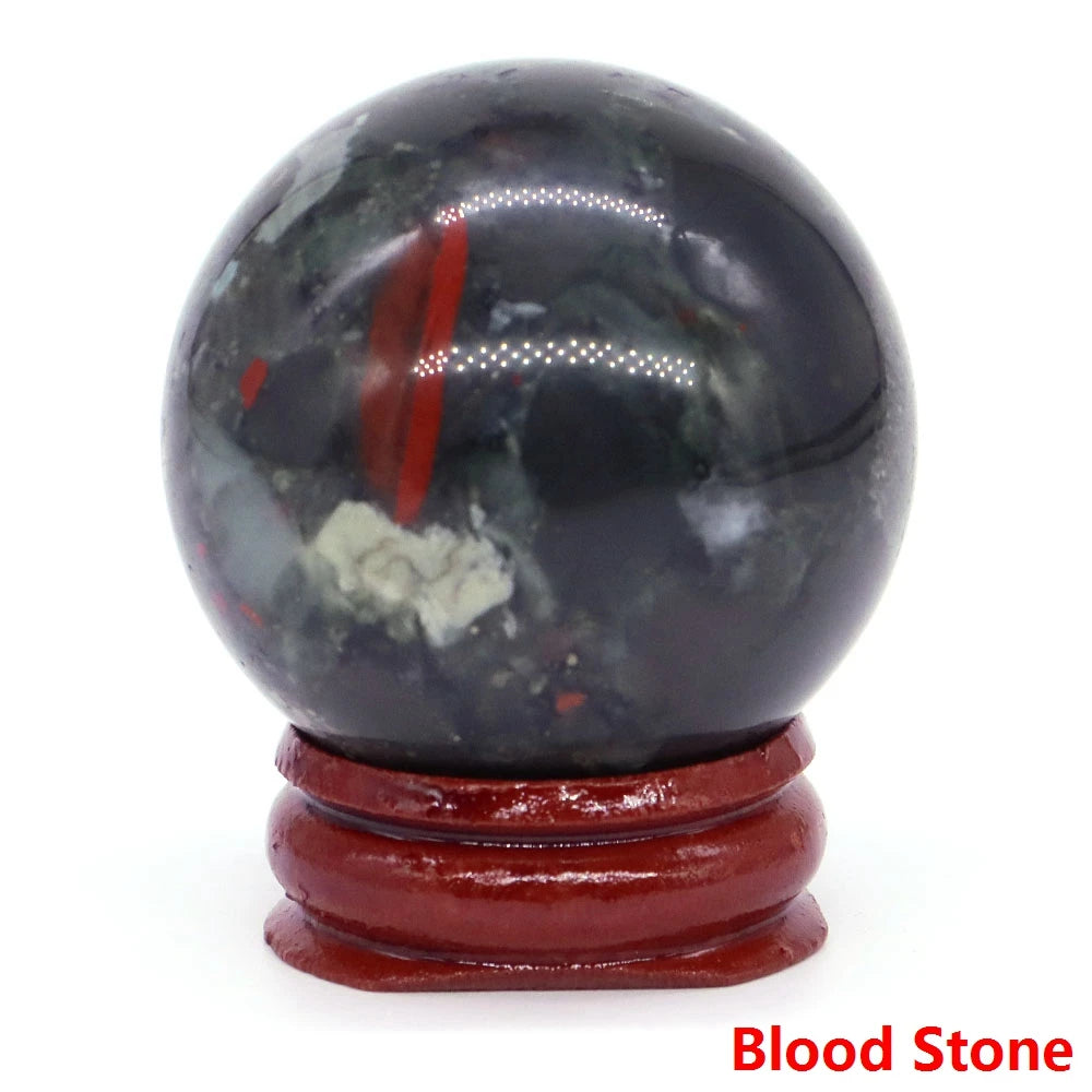 Halloween | 40MM Halloween Crystal Sphere – Natural Gemstone Energy Ball with Wooden Stand
