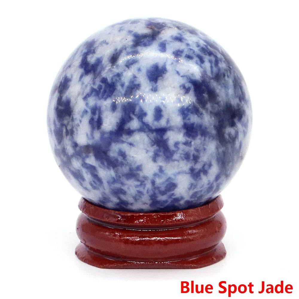 Halloween | 40MM Halloween Crystal Sphere – Natural Gemstone Energy Ball with Wooden Stand