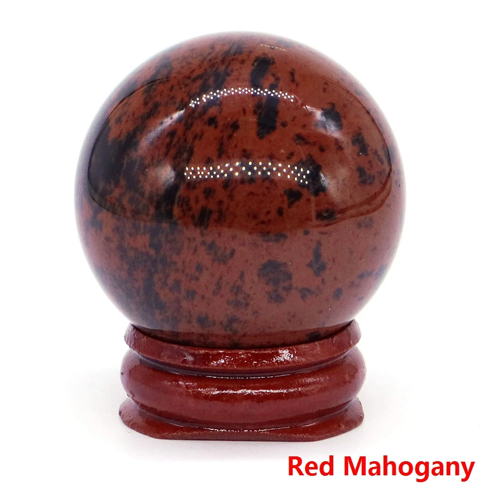 Halloween | 40MM Halloween Crystal Sphere – Natural Gemstone Energy Ball with Wooden Stand
