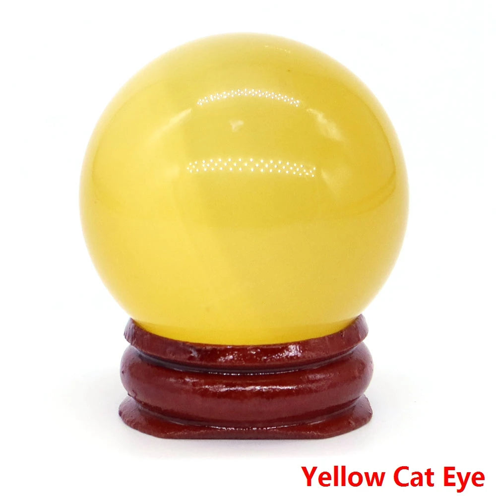 Halloween | 40MM Halloween Crystal Sphere – Natural Gemstone Energy Ball with Wooden Stand
