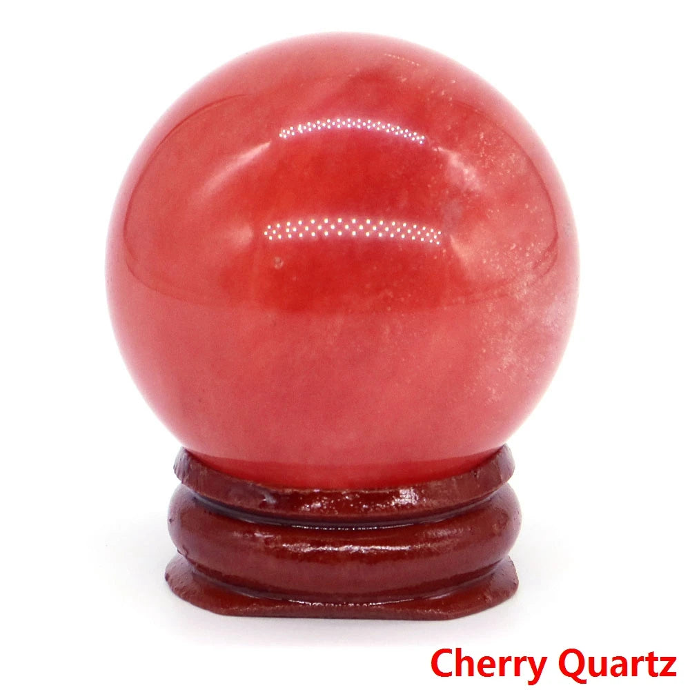 Halloween | 40MM Halloween Crystal Sphere – Natural Gemstone Energy Ball with Wooden Stand