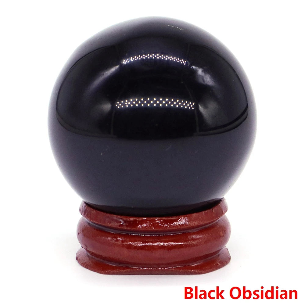 Halloween | 40MM Halloween Crystal Sphere – Natural Gemstone Energy Ball with Wooden Stand