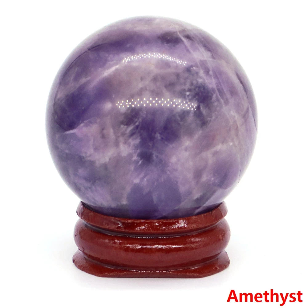Halloween | 40MM Halloween Crystal Sphere – Natural Gemstone Energy Ball with Wooden Stand
