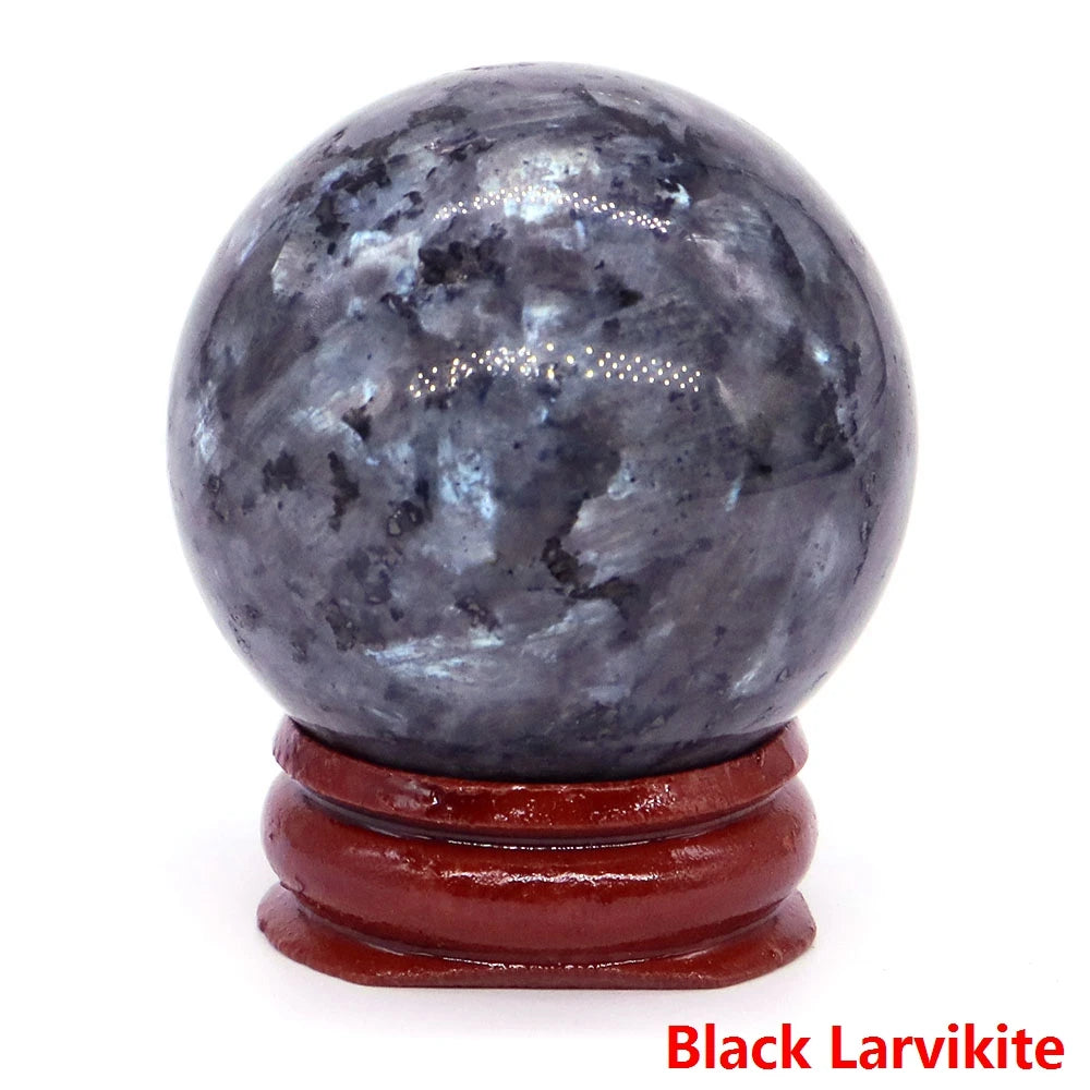 Halloween | 40MM Halloween Crystal Sphere – Natural Gemstone Energy Ball with Wooden Stand