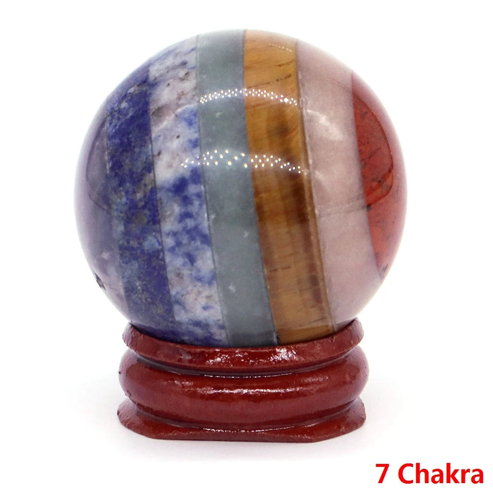 Halloween | 40MM Halloween Crystal Sphere – Natural Gemstone Energy Ball with Wooden Stand
