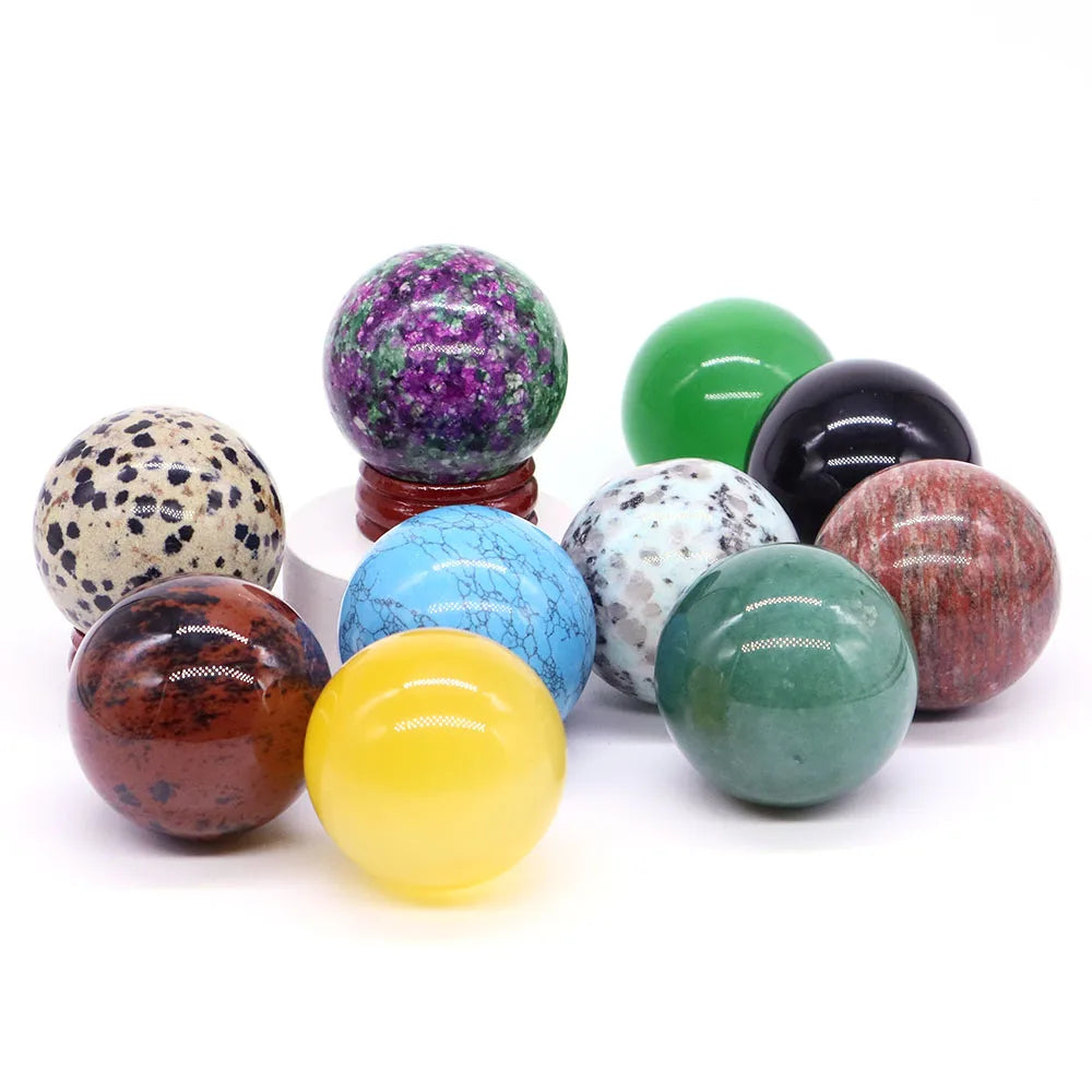 Halloween | 40MM Halloween Crystal Sphere – Natural Gemstone Energy Ball with Wooden Stand