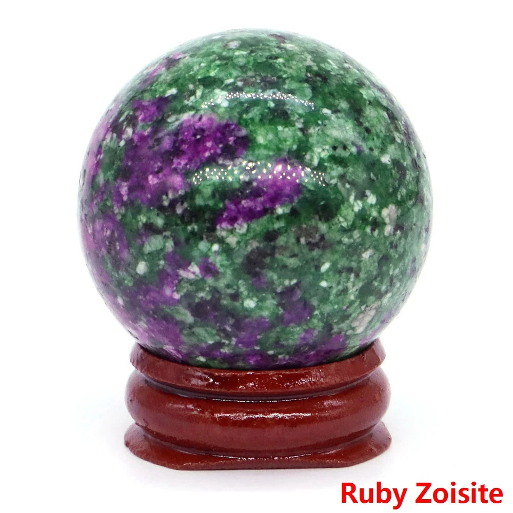 Halloween | 40MM Halloween Crystal Sphere – Natural Gemstone Energy Ball with Wooden Stand