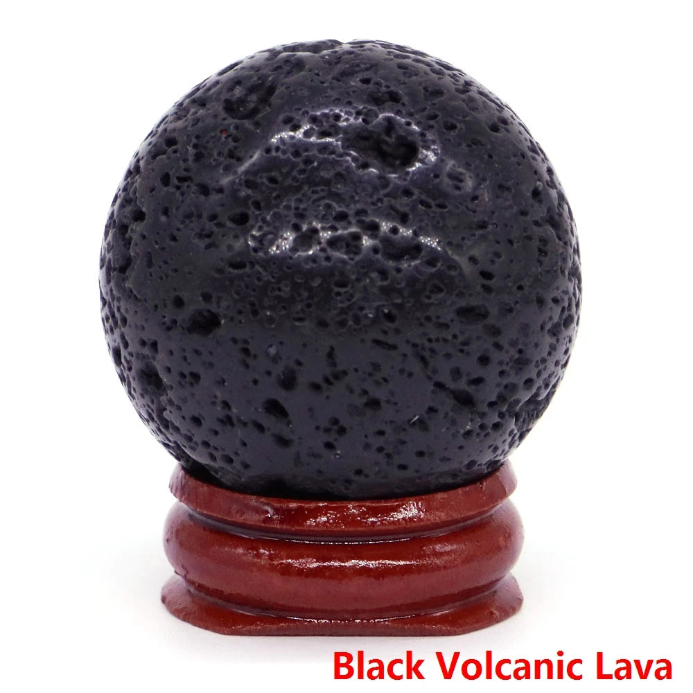 Halloween | 40MM Halloween Crystal Sphere – Natural Gemstone Energy Ball with Wooden Stand