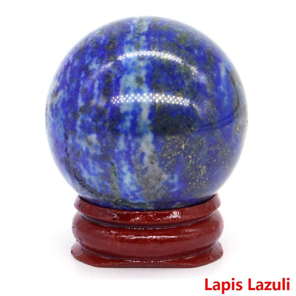 Halloween | 40MM Halloween Crystal Sphere – Natural Gemstone Energy Ball with Wooden Stand