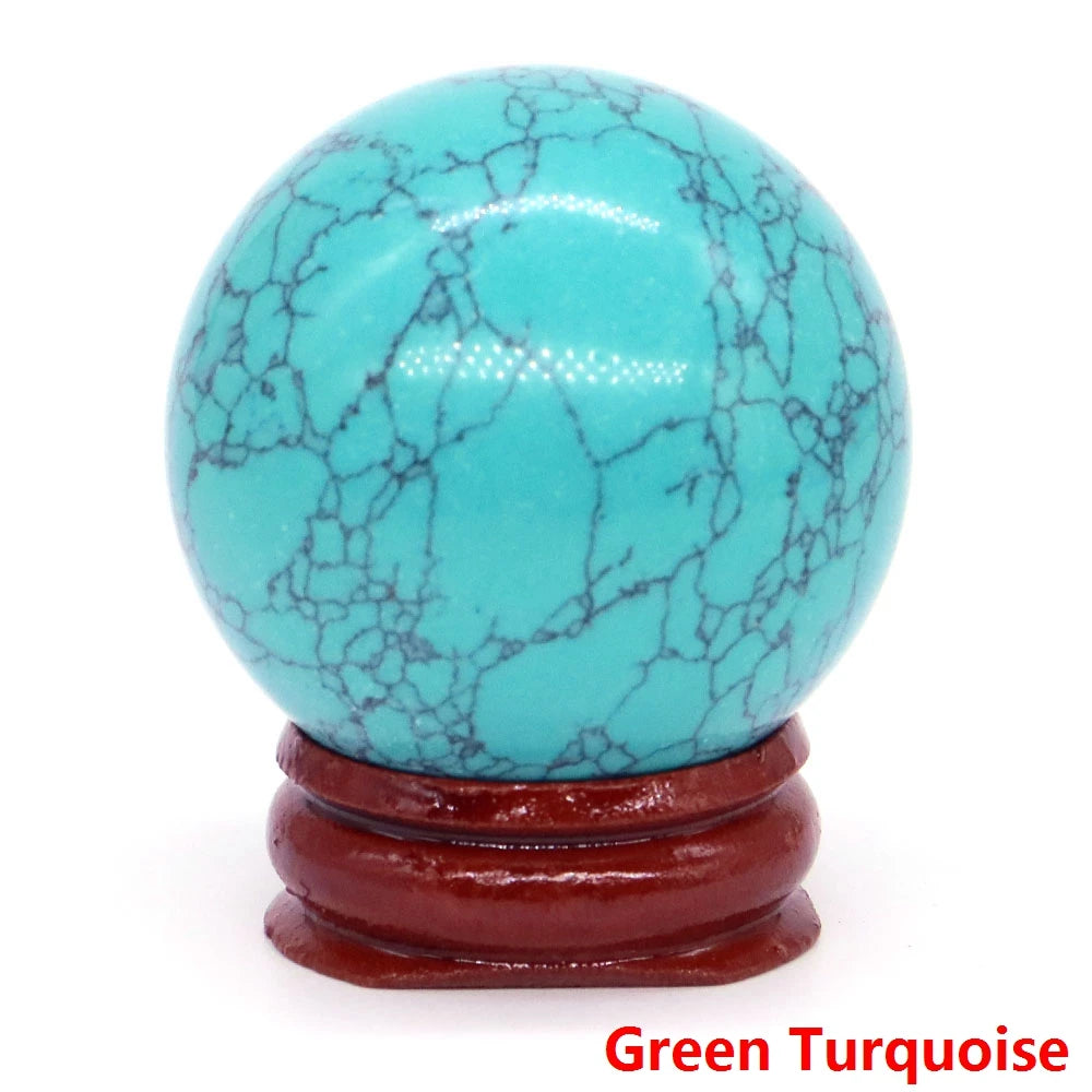 Halloween | 40MM Halloween Crystal Sphere – Natural Gemstone Energy Ball with Wooden Stand