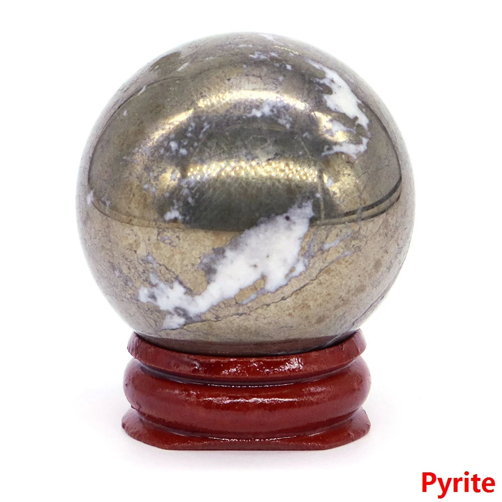 Halloween | 40MM Halloween Crystal Sphere – Natural Gemstone Energy Ball with Wooden Stand