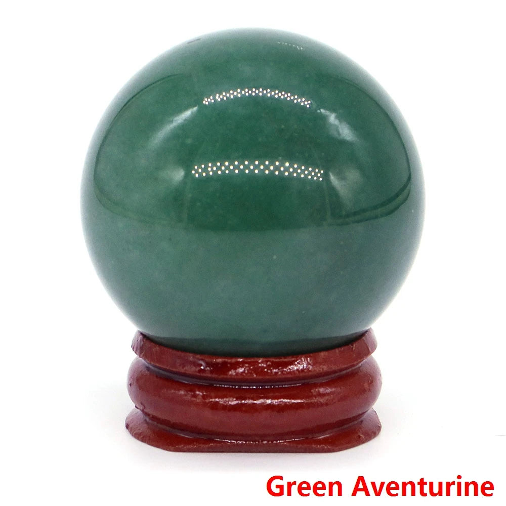Halloween | 40MM Halloween Crystal Sphere – Natural Gemstone Energy Ball with Wooden Stand