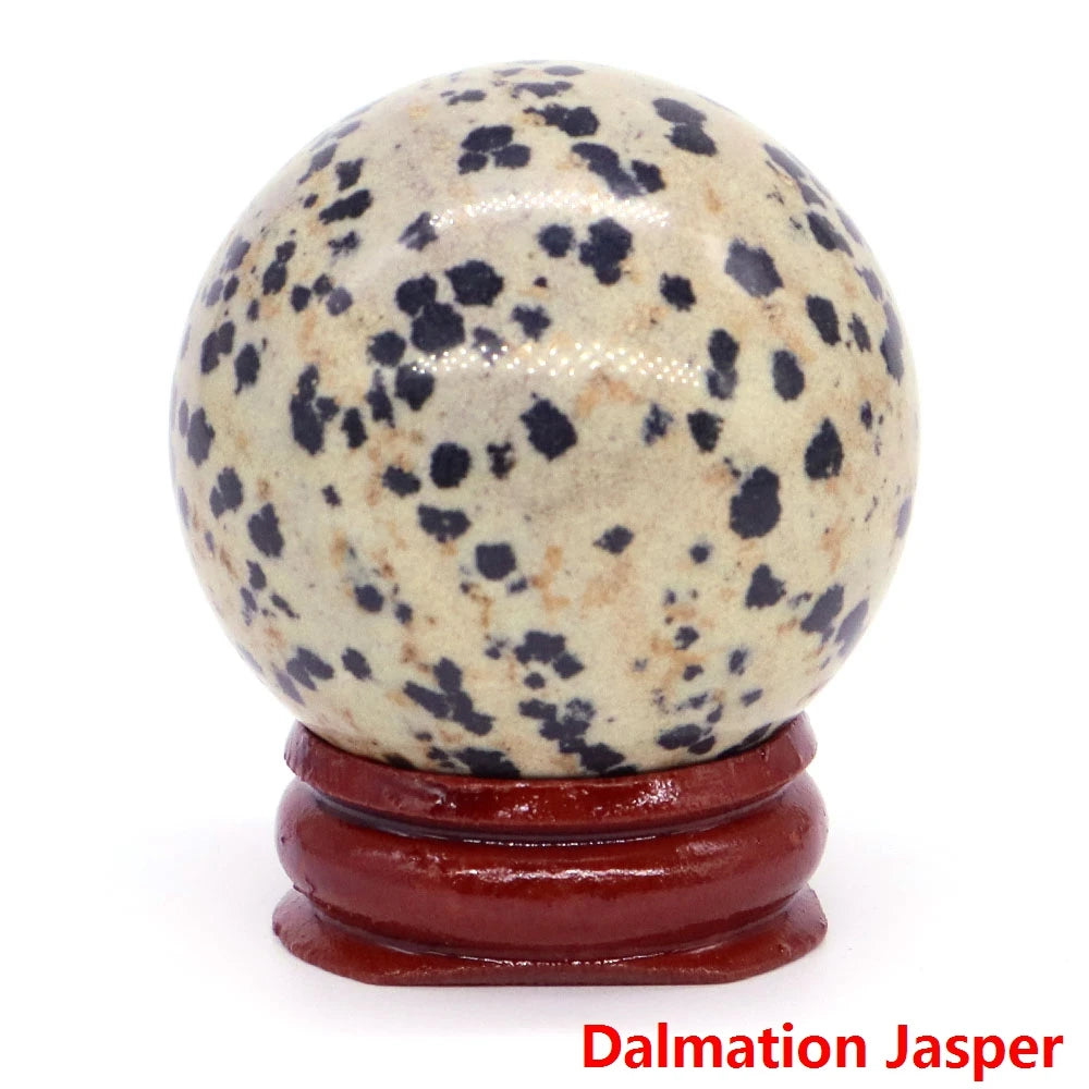 Halloween | 40MM Halloween Crystal Sphere – Natural Gemstone Energy Ball with Wooden Stand