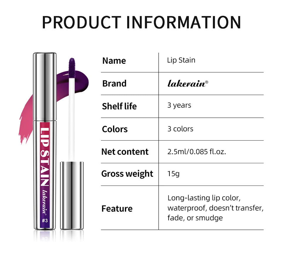3pcs Peel-Off Lip Stain Set – Long-Lasting, Waterproof & Transfer-Proof
