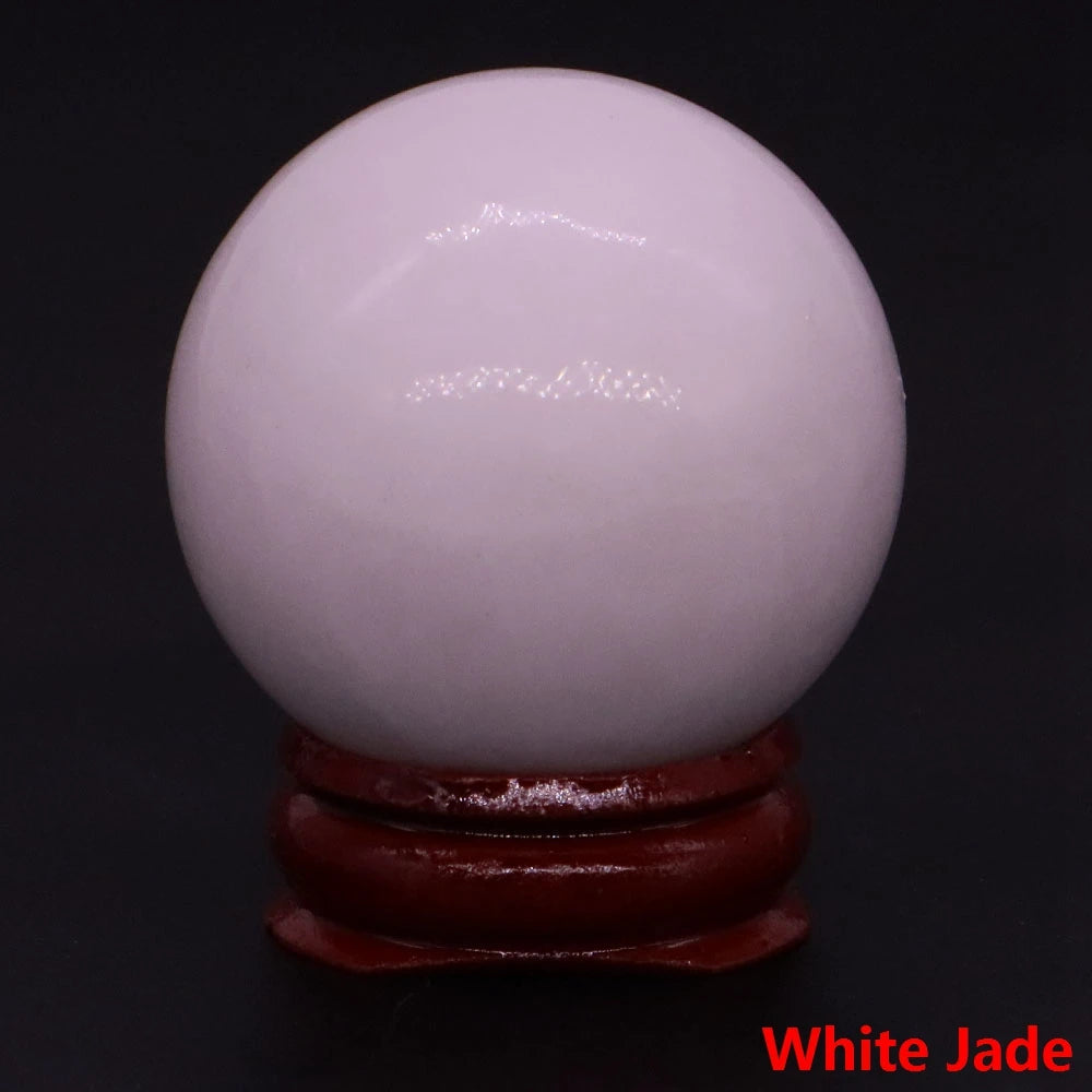 Halloween | 40MM Halloween Crystal Sphere – Natural Gemstone Energy Ball with Wooden Stand