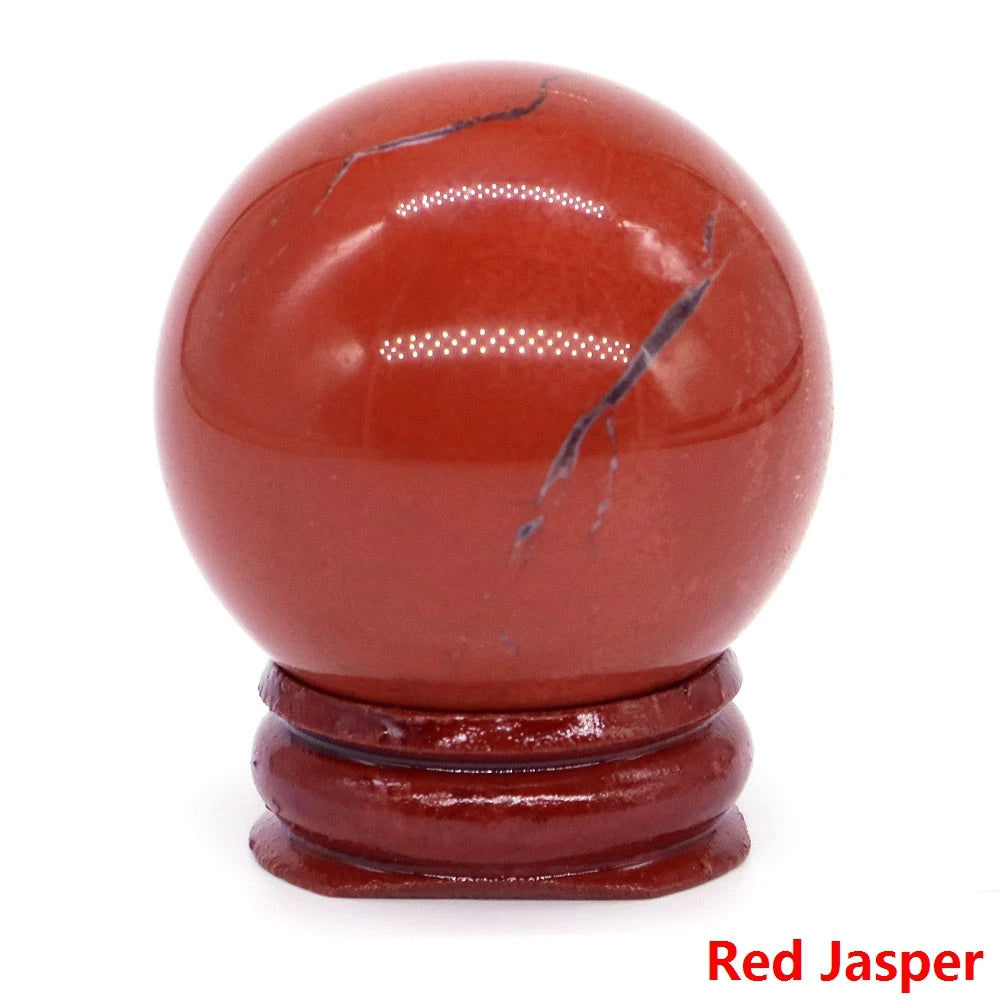 Halloween | 40MM Halloween Crystal Sphere – Natural Gemstone Energy Ball with Wooden Stand