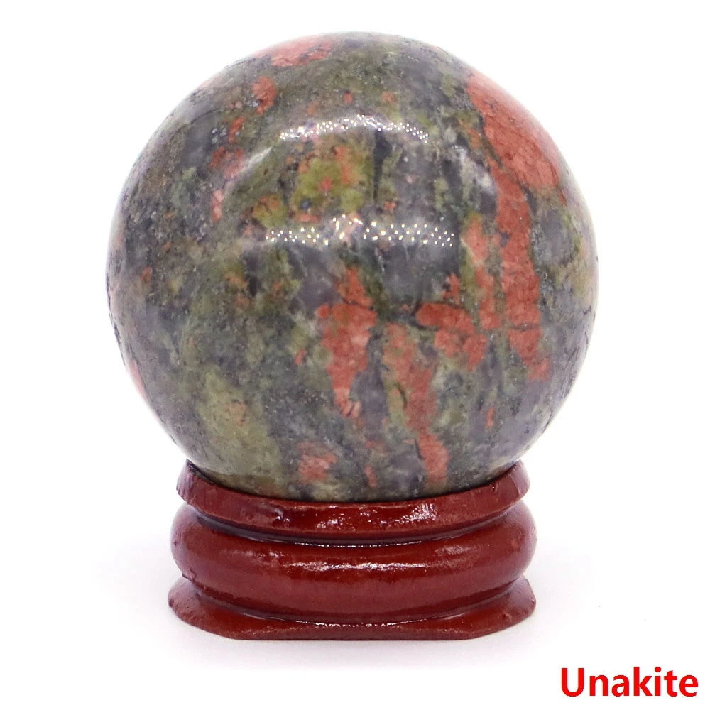 Halloween | 40MM Halloween Crystal Sphere – Natural Gemstone Energy Ball with Wooden Stand