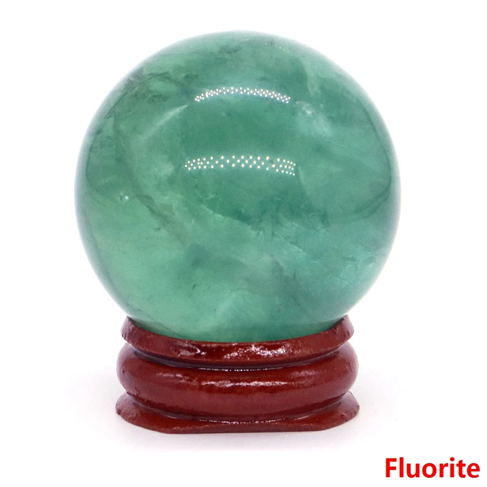 Halloween | 40MM Halloween Crystal Sphere – Natural Gemstone Energy Ball with Wooden Stand