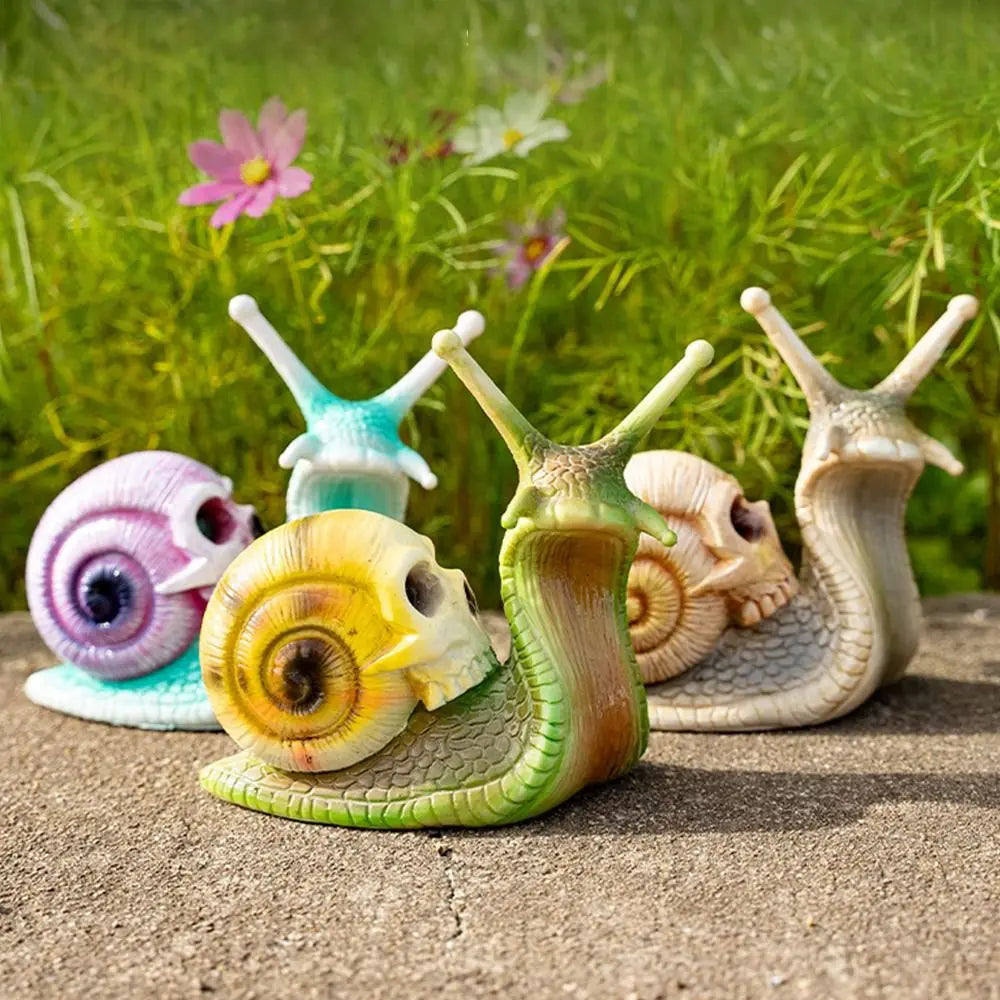 Halloween | Gothic Skeleton Snail Sculpture – Whimsical Halloween Garden Decor