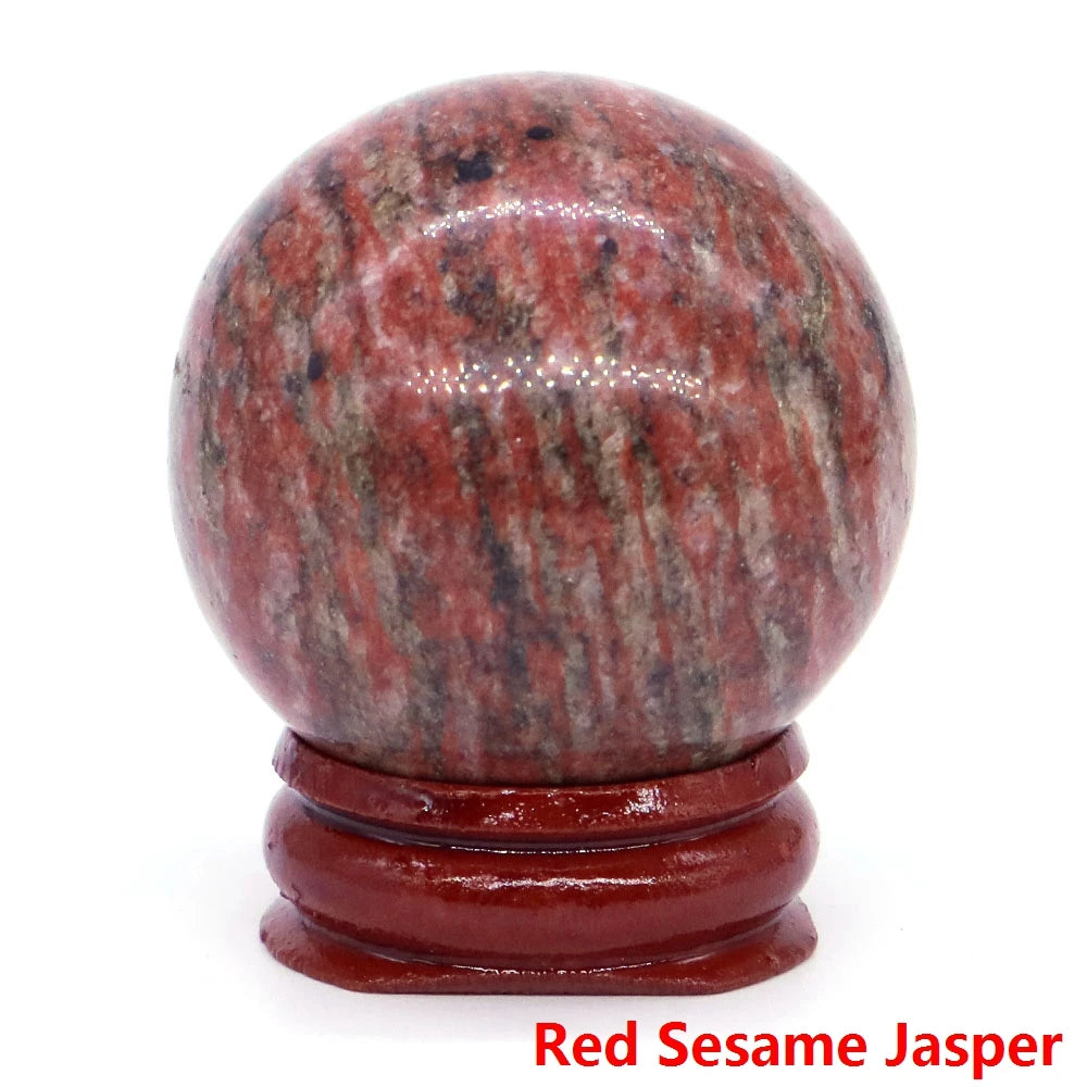 Halloween | 40MM Halloween Crystal Sphere – Natural Gemstone Energy Ball with Wooden Stand