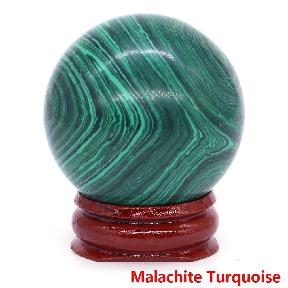 Halloween | 40MM Halloween Crystal Sphere – Natural Gemstone Energy Ball with Wooden Stand